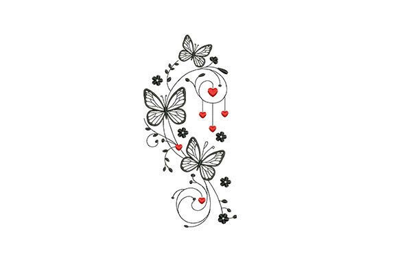 Butterfly Heart Embroidery Design