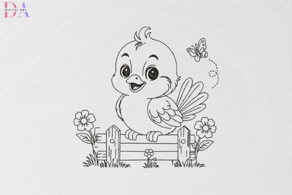 Cute Baby Bird on Garden Fence