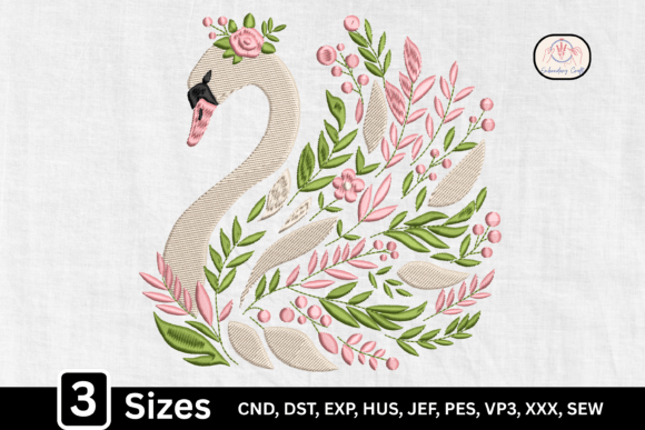 Elegant Bird Pink Floral Swan