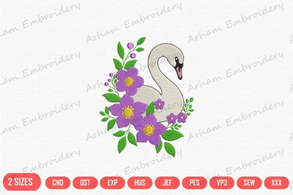 Elegant Swan Floral Garden Beauty