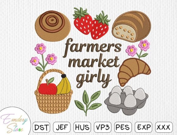 Farmer's Market Girly Embroidery Design