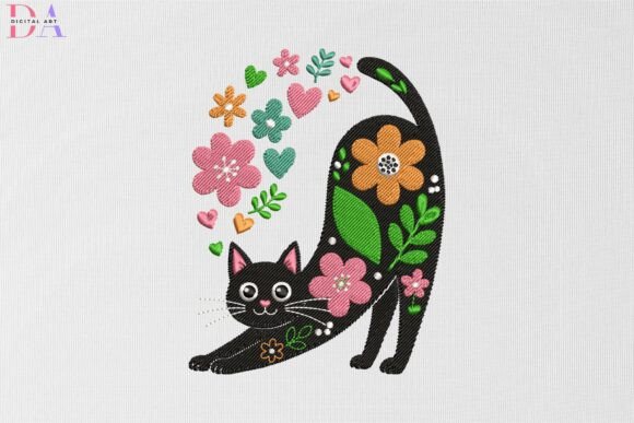 Floral Black Cat Stretch
