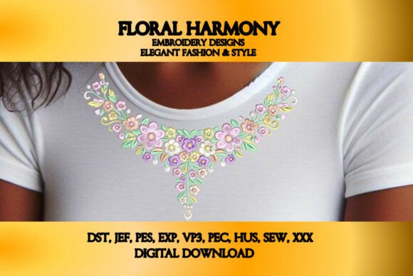 Floral Harmony Neckline Embroidery