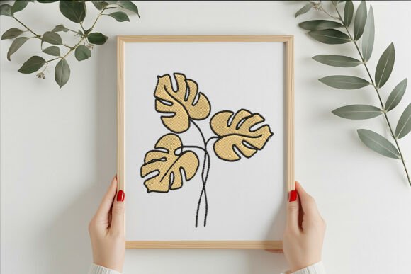 Golden Monstera Leaf Trio