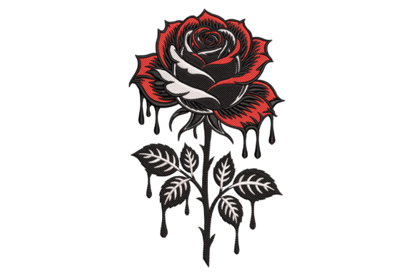 Gothic Dripping Rose: Dark Elegance for Holiday Stitching