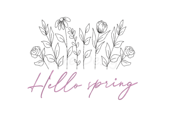 Hello Spring Floral Embroidery Design