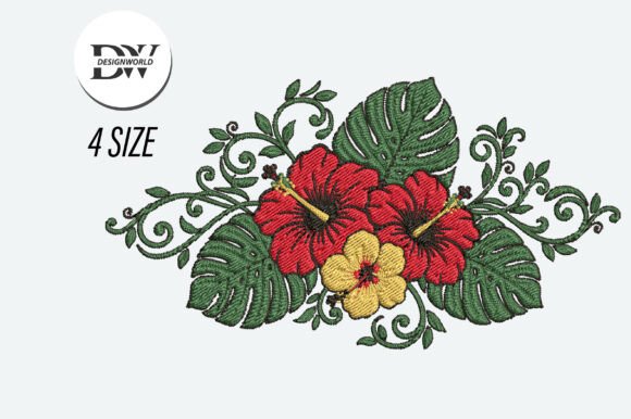 Hibiscus Embroidery Design