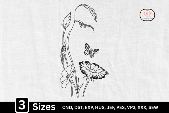 Line Art Minimal Floral Butterfly
