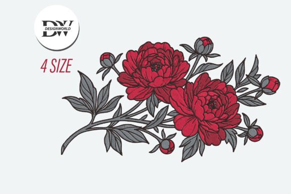 Peony Flower Embroidery Design