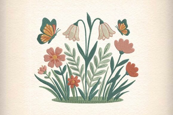 Spring Flower Garden Embroidery Design