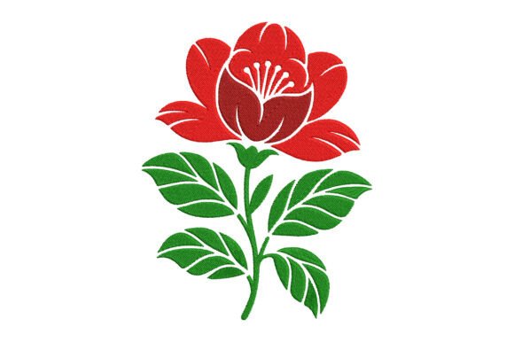 Stylized Rose Embroidery Design