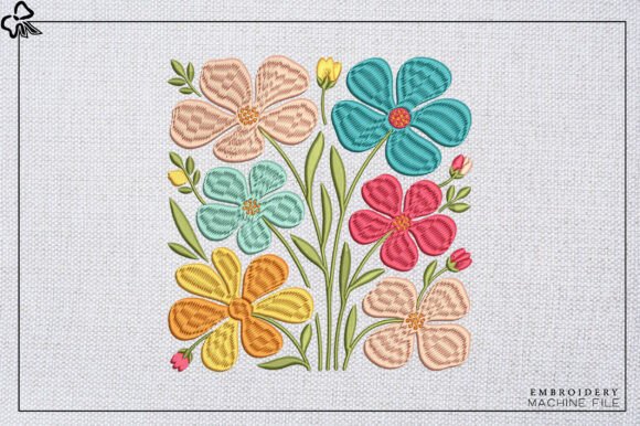 Summer Floral Bouquet Embroidery