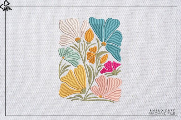 Vintage Boho Floral Embroidery Design